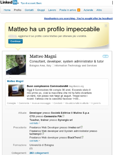 Matteo Magni su Linkedin